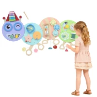 Qaba Caterpillar Montessori Busy Board, 7 in 1 Sensory Wall for Playroom Nursery Classroom, for Toddlers 3+ Years(m-9)