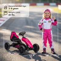 Aosom Kids Pedal Go Kart w/ Swing Axle, Shock-Absorbing Wheels, Pink(m-3)