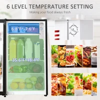 HOMCOM Mini Fridge with Freezer, Compact Mini Refrigerator with 3.3Cu Ft Capacity, Adjustable Shelves and Temperature and Reversible Door for Bedroom, Black/Silver(m-9)