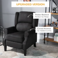 HOMCOM Vibration Massage Recliner Chair for Living Room with Heat,  Wingback Single Sofa, Modern Suede Fabric Push Back Reclining Chair with Footrest, Side Pocket, Black(m-4)