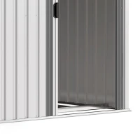 Outsunny 5x7 Garden Shed, Lean-to Metal Storage with Foundation, Sliding Door & 2 Vents for Garden Tools, White(m-14)