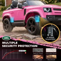 Qaba 12V Ride on Car Licensed Land Rover with Remote, Suspension, Slow Start, 3 Speeds, Lights, Music, Horn for 3-5, Pink(m-5)