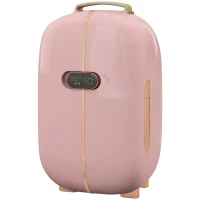 HOMCOM Portable Skincare Fridge with LED Display, Small Refrigerator Cooler, 12L Mini Fridge for Makeup and Cosmetics, Pink(m-1)