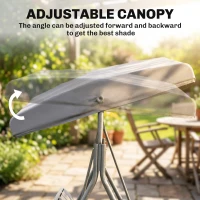 Outsunny 3-Seater Swing Chair Covered Garden Hammock A-Frame Outdoor Porch Glider Sling Seat with Adjustable Canopy Cover, Grey(m-5)