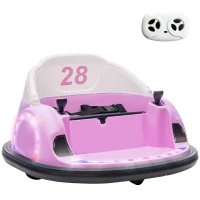 Qaba 12V Bumper Car for Toddlers, Ride On Car with 360 Degree Remote Control, Lights Music Horn, for 1.5-5 Years, Pink(m-13)