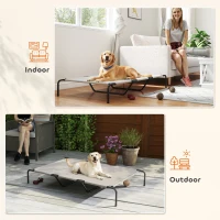 PawHut Elevated Dog Bed, Outdoor Dog Cot, Raised Dog Bed for Large Dogs with Breathable Mesh, Beige(m-6)