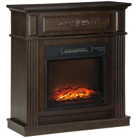 HOMCOM Electric Fireplace TV Stand for TV's up to 40" Flat Screen, Living Room Media Entertainment Console with Storage, Brown(m-1)