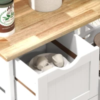 HOMCOM Rolling Kitchen Cart, Kitchen Island with Wood Top, Shelves & Drawers for Dining Area, White(m-8)