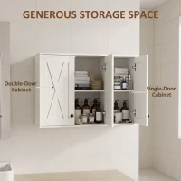 HOMCOM Modern Medicine Cabinet Wall Mounted, Bathroom Wall Cabinet with 3 Doors and Adjustable Shelves, White(m-4)