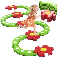 Qaba Kids Balance Beam Stepping Stones with Non-slip Surface for Kids 3-8, Build Coordination and Gross Motor Skills, Green(m-9)