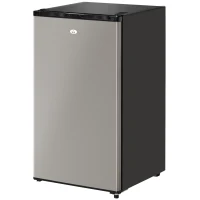 HOMCOM Mini Fridge with Freezer, Compact Mini Refrigerator with 3.3Cu Ft Capacity, Adjustable Shelves and Temperature and Reversible Door for Bedroom, Black/Silver(m-17)