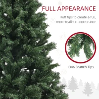 HOMCOM 7.5ft Artificial Christmas Trees with 1346 Branch Tips, Auto Open and Steel Base, Green(m-5)