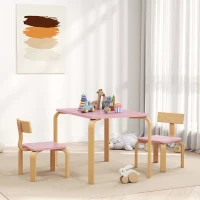 Qaba Kids Table and 2 Chair Set, Children Multi-Activity Furniture Set for Playing, Learning, Eating, Craft, Pink(m-8)