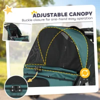 PawHut Dog Stroller, Foldable Dog Stroller with 12" Rubber Wheels for Small Dogs, Up to 22 LBS, Dark Green(m-6)