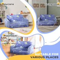 Qaba Couch with Glow in the Dark Space Pattern, Washable Cover, Blue(m-6)