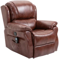 HOMCOM Vibration Massage Recliner Chair for Living Room with Heat,   Single Sofa, PU Leather Power Reclining Chair, Home Theater Seating with Footrest, Brown(m-11)