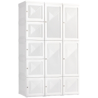 HOMCOM Portable Wardrobe Closet with 8 Cubes & 2 Hanging Rods, White