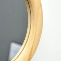 HOMCOM Set of 3 Wood Wall Mirror, Home Modern Round Mirror for Wall in Living Room, Bedroom, Natural(m-7)