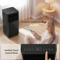 HOMCOM 10000 BTU Portable Air Conditioner with Dehumidifier, Cooling Fan, Sleep, Remote, 24H Timer, Auto Off, Black(m-6)