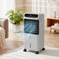 HOMCOM 3-In-1 Ice Cooling Fan, Mobile Evaporative Air Cooler with Remote, Timer, Oscillating for Home Office, Bedroom, Gray(m-9)