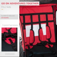 Aosom Elite 360 Swivel Bike Trailer for Kids Double Child Two-Wheel Bicycle Cargo Trailer With 2 Security Harnesses, Red(m-4)
