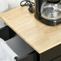 HOMCOM Mobile Kitchen Island with Storage, Kitchen Cart with Wood Top, Storage Drawers, 3-door Cabinets, Adjustable Shelves and Towel Rack, Black(m-9)