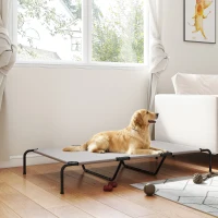 PawHut Elevated Dog Bed, Outdoor Dog Cot, Raised Dog Bed for Large Dogs with Breathable Mesh, Beige(m-8)