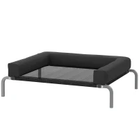 PawHut Elevated Dog Bed, Portable Raised Dog Cot with Breathable Mesh, Removable and Water-Resistant Bolsters, Black(m-2)