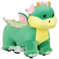 Qaba Battery Powered Ride on Toy, 6V Ride on Horse with Music Forward, PU Wheels, for 18-36 Months, Green(m-11)
