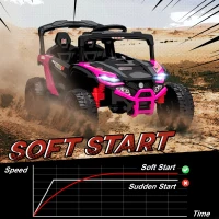 Qaba 12V Kids Ride On Truck with Dual Motors, Rear Suspension, Remote Control for 3-5 Years Boys Girls, Pink(m-6)