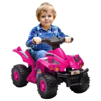 Qaba 6V Kids ATV Quad w/ Music, Forward, for 2-6 Years, Pink(m-2)