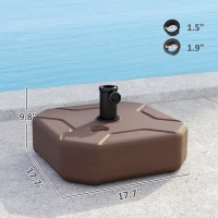 Outsunny Square Patio Umbrella Base Holder, Heavy Duty Outdoor Umbrella Stand Base, Filled Up to 55lbs with Sand or 44lbs with Water for Garden, Poolside, Brown(m-3)
