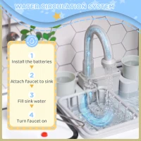Qaba Play Kitchen, Kids Kitchen Playset w/ Lights, Sounds, Running Water, Coffee Machine, Ice Maker & Microwave for 3-8 Years(m-6)