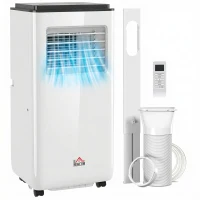 HOMCOM 10,000 BTU Moible Air Conditioner 440 Sq. Ft., Dehumidifier Fan Auto Sleep with 24H Timer On/Off, Window Kit, White(m-11)