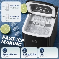 HOMCOM Portable Countertop Ice Maker Machine, 9 Cubes in 8 Minutes, Ice Machine for Freezer 27lbs/24H, Automatic Cleaning with Scoop and Basket for Kitchen Home Office Bar(m-4)