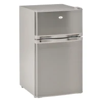 HOMCOM Mini Fridge with Freezer Compact Refrigerator 3 Cu Ft with 2 Doors Adjustable Temperature Removable Glass Shelves and Reversible Door for Office Motor Home Dormitory Apartment Bedroom Silver(m-1)