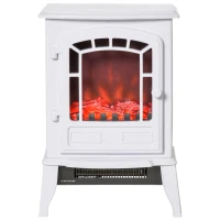 HOMCOM Electric Fireplace Heater, Freestanding Fireplace Stove with Realistic Flame Effect Overheat Protection 750W/1500W White(m-11)