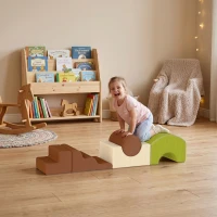 Qaba Toddlers Climbing Toys, 5 Pieces Foam Climbing Blocks with Non-Slip Bottom, Washable Cover for Crawling or Building(m-8)