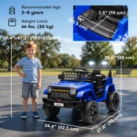 Qaba 12V Ride on Truck, Electric Car for Kids with Remote Control, Suspension, 3 Speeds, USB Music Headlights, Dark Blue(m-3)