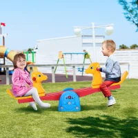 Qaba Kids Seesaw Safe Teeter Totter 2 Seats with Easy-Grip Handles Indoor Outdoor Living Room Playroom Backyard Equipment, for 12-48 Months, Multicolor(m-1)