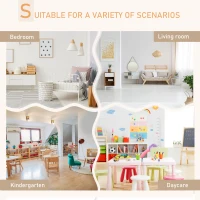 Qaba Kids Wooden Table and 2 Chairs Set, 3-Piece Dining Table with Bear Shape and Rounded Corners for 1-4 Years, White(m-7)