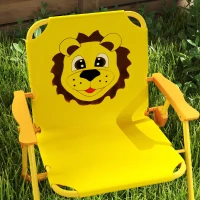 Qaba Kids Picnic Table and Chair Set, Outdoor Activity Table with Foldable Chairs, Height Adjustable Umbrella, Yellow(m-8)
