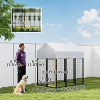 PawHut Outdoor Dog Kennel with Roof, 6' x 4' x 6' Heavy Duty Welded Wire Dog Playpen Enclosure with Escape-proof Lock(m-3)