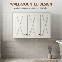 HOMCOM Modern Medicine Cabinet Wall Mounted, Bathroom Wall Cabinet with 3 Doors and Adjustable Shelves, White(m-6)