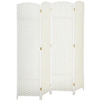 HOMCOM Folding Room Divider Screen 4 Panel 5.6 ' Tall Privacy Screen Freestanding Room Partition for Home Office, White(m-11)