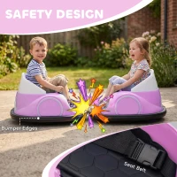 Qaba 12V Bumper Car for Toddlers, Ride On Car with 360 Degree Remote Control, Lights Music Horn, for 1.5-5 Years, Pink(m-7)
