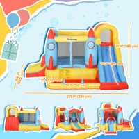 Outsunny Bounce Castle Inflatable Trampoline Slide Pool Rocket Design 11.14' x 9.18' x 6.06'(m-3)