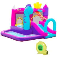 Outsunny Kids Bouncy House with Blower, 4 in 1 Large Bounce Castle with Jumping, Water Pool, Slide for Outdoor and Indoor(m-2)