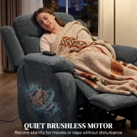 HOMCOM Massage Recliner Chair, Power Recliner with Quiet Brushless Motor, Remote, Pockets, 2 Memory Positions, Dark Grey(m-6)