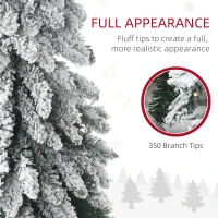 HOMCOM 7' Artificial Slim Christmas Trees, with Snow Frosted Branches, Warm White or Colorful LED Lights, Downswept Shape(m-5)